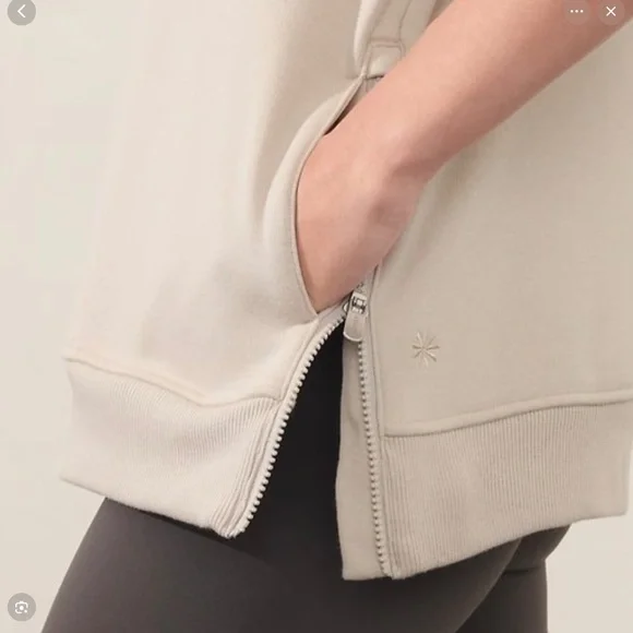 NWT Athleta Cozy Karma 1/2 zip Sweatshirt color Abalone size Large - Picture 3 of 9